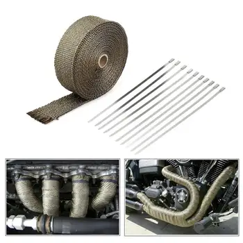 

1Pc Titanium Exhaust Wrap Practical Durable Anti-scald Heat Wrap Titanium Heat Wrap Roll Titanium Exhaust Wrap for Automobile Ve