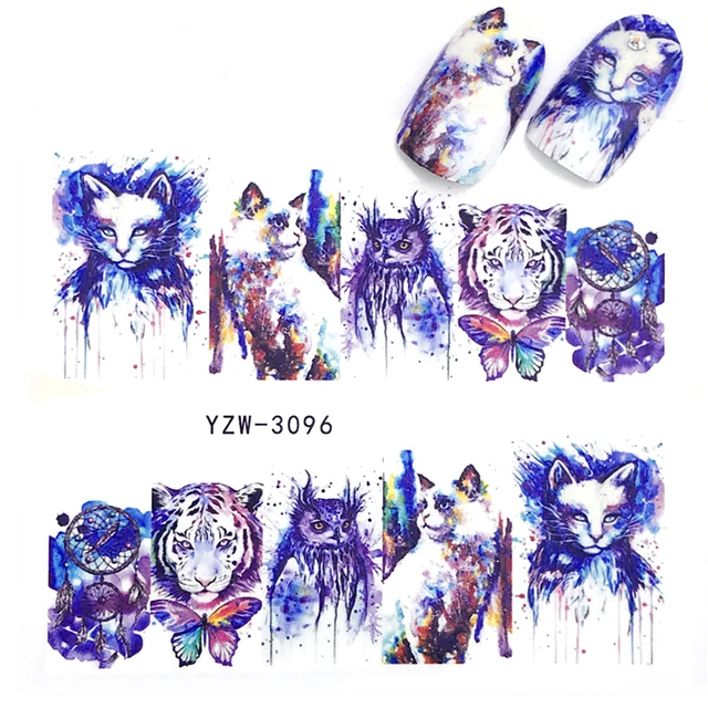 Nail Stickers Sliders For Nails Winter Sticker Elk Figure Nail Art Decorations Wolf Animal Transfer Watermark Water Slider YZW-3096