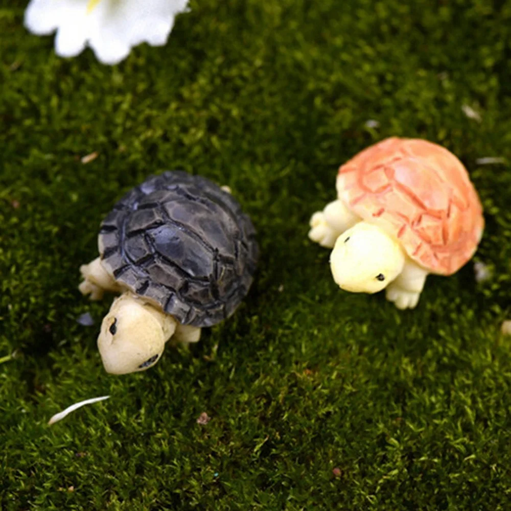 2PCS Mini Tortoise Model DIY Doll House/ Terrarium/ Home Desktop/ Succulents/ Micro Landscape Decoration Fairy Garden Miniatures