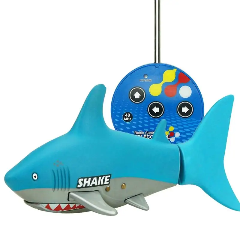 Mini Radio Remote Control RC Shark Toy Educational Real Shark Remote Control Boats Outdoor Games Toys(Mazarine