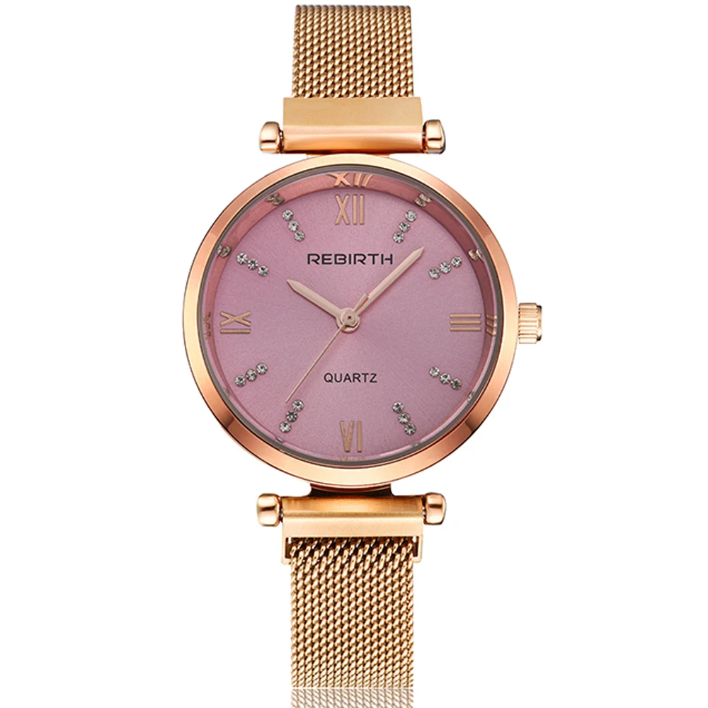 Роскошные женские часы-браслет, креативные магнитные кварцевые часы из розового золота с миланским стальным ремешком, часы для женщин и девушек, магнитные часы - Цвет: Ladies Watches