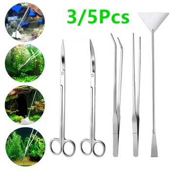 

Aquarium Maintenance Tools Kit Tweezers Curve Scissor Storage Holder Fish Tank Water Plants Grass Stainless Steel Cleaning Tool