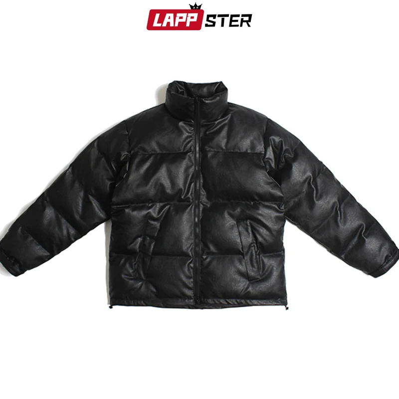 LAPPSTER PU черная уличная зимняя куртка для мужчин мужские корейские пуховые куртки пальто для мужчин Harajuku Толстая теплая парка в стиле хип-хоп 3XL