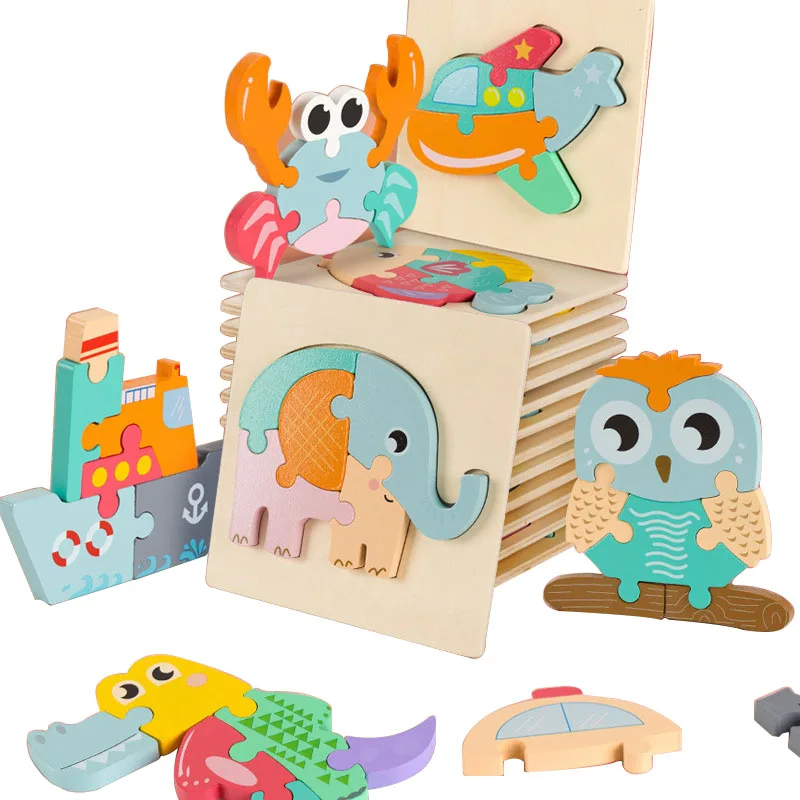 

Baby 3D Wooden Puzzles For Kids Early Educational Toys Wooden Puzzle 3D Jigsaw Puzzle Toy Montessori Educational Plays For Child