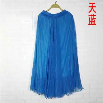 sky blue Новые пляжные шифоновые длинные юбки женские юбки с высокой талией макси женские летние юбки-пачки вечерние юбки jupe femme layers saias белые - Цвет: sky blue