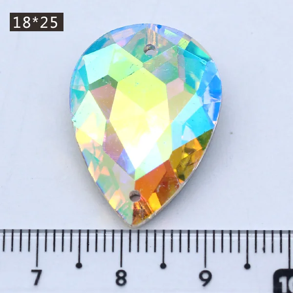 15p 18x25mm drop Высокое качество Кристалл AB пришить стразы заостренный назад граненое стекло пришить камни швейные стразы пряжка для одежды свадебное платье - Цвет: 15p 18x25mm drop