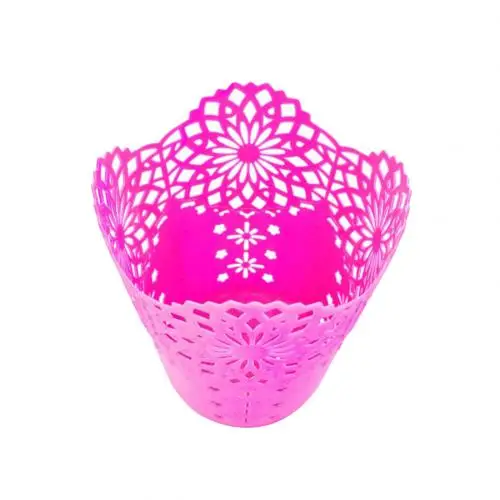 Rose Red New Office Organizer Desktop Hollow Cylinder Pen Storage Box Pencil Brush Pot Pen Holder Makeup Brush Plastic Container Home - Цвет: Rose Red