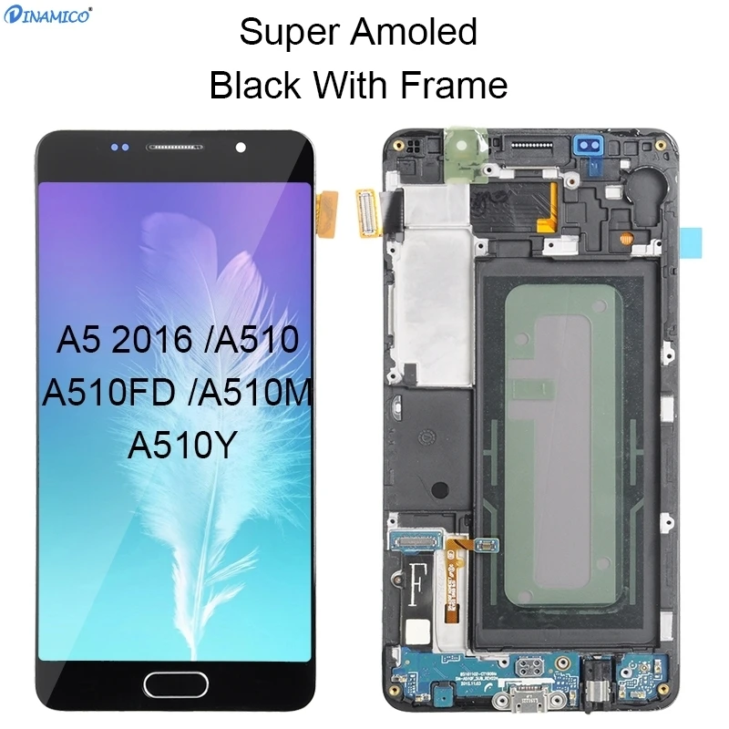Dinamico Акция A5 ЖК-дисплей для samsung Galaxy A510 lcd A510F A510M A510Y дисплей кодирующий преобразователь сенсорного экрана в сборе - Цвет: Amoled BL With Frame