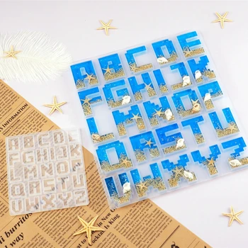 

Pixel Letters Mold Alphabet Pendant UV Resin Silicone Mold Jewelry Making Tools X7YA