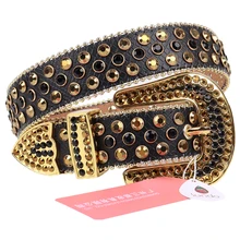2021 Luxury Designer Studded Belt For Men Fashion Men Belt With Rhinestone Vintage Leather Strap Waist belt Correas Para Hombre