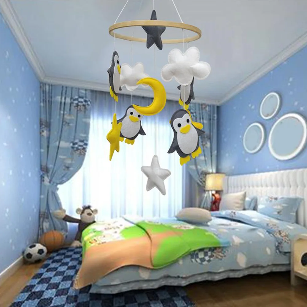 1 комплект, Детская Пижама Войлок Bed Bell в виде симпатичных животных ветряные колокольчики фетр детская кровать украшения комплект для животных стене висит для маленьких Спальня украшения