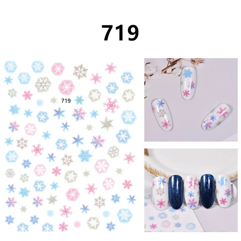 719 Nusx 1 шт Рождественская тема Рождество Санта Снеговик Дизайн ногтей DIY обертывания наклейка для водяного переноса изображения на ноготь год ногтей Наклейка ST001 - Цвет: 719