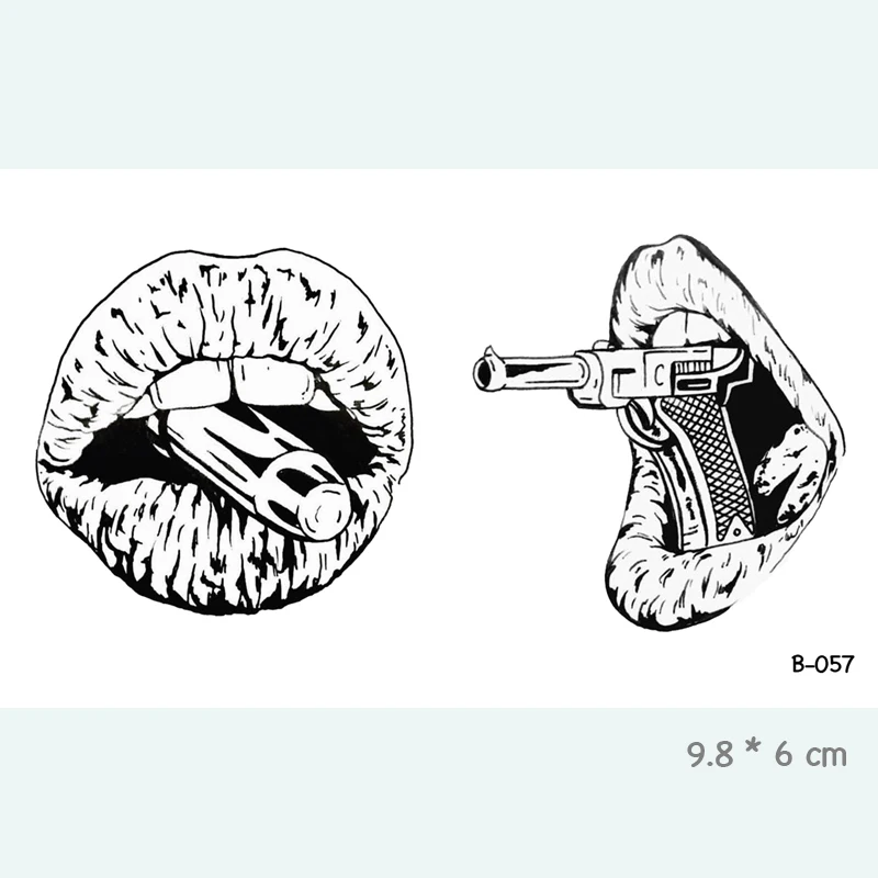 Сексуальная женщина тело рот пистолет глаза водонепроницаемый временные татуировки наклейки для взрослых искусство тела поддельные татуировки для женские татуировки BB-001