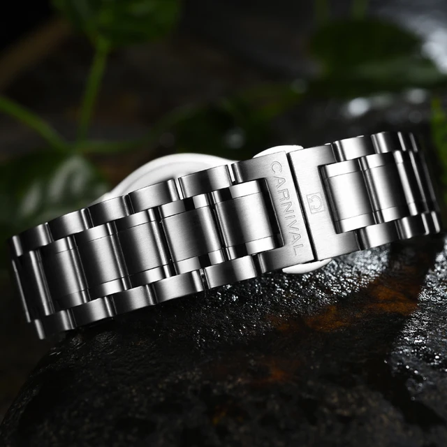 빛나는 손과 방수 기능을 갖춘 세련된 카니발 럭셔리 스테인리스 스틸 남자 시계