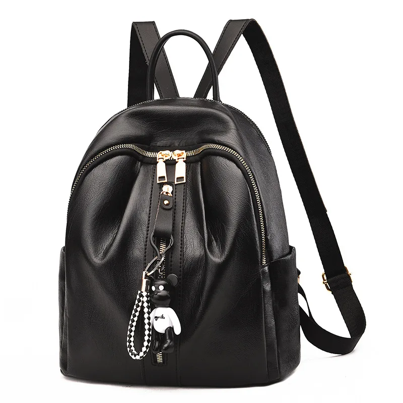 

Backpack Bag Women's 2020 New Style Korean-style Casual Versatile Multi-functional Backpack Bear Pendant Zipper Shoulder Bag