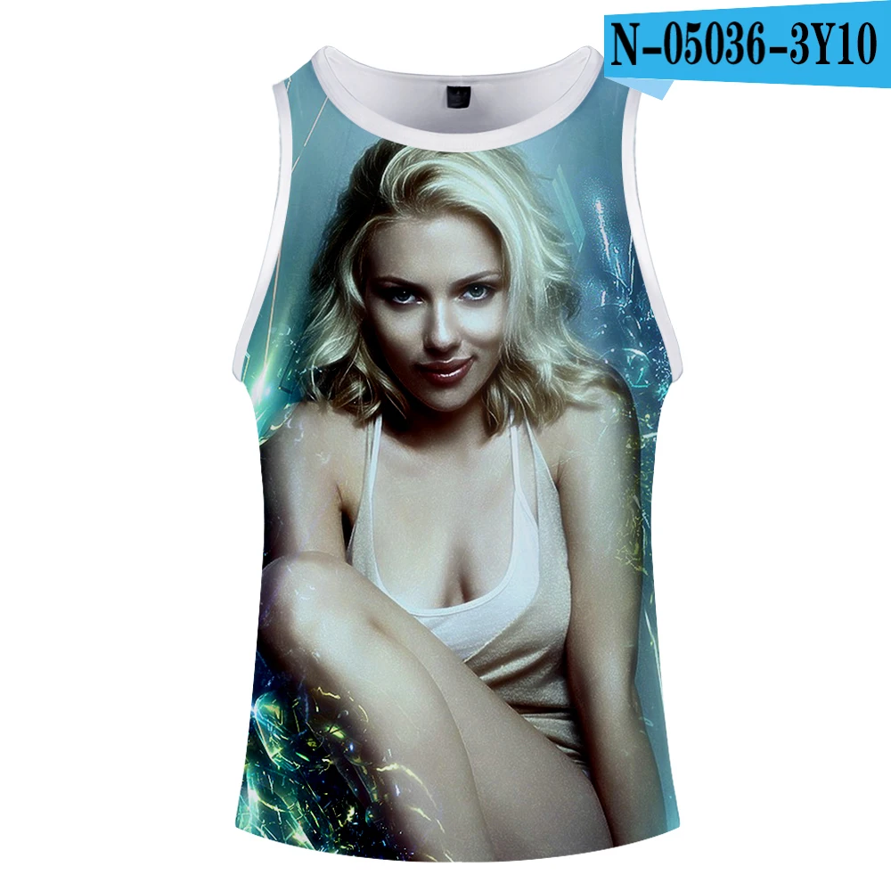Scarlett Johansson, 3D, круглый вырез, майка, летняя, без рукавов, с широкими плечами, мужская, женская повседневная одежда для пары - Цвет: Синий