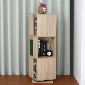 

3 Tier Bookcase 360 Degree Rotating Corner Bookshelf Display Shelf Storage Media Tower 3 Tier Display Shelf Modern