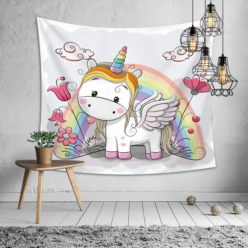 3D цифровая печать мультфильм сладкий Единорог гобелен милые животные Unicornio настенные ковры для детей девочек комнаты украшения дома