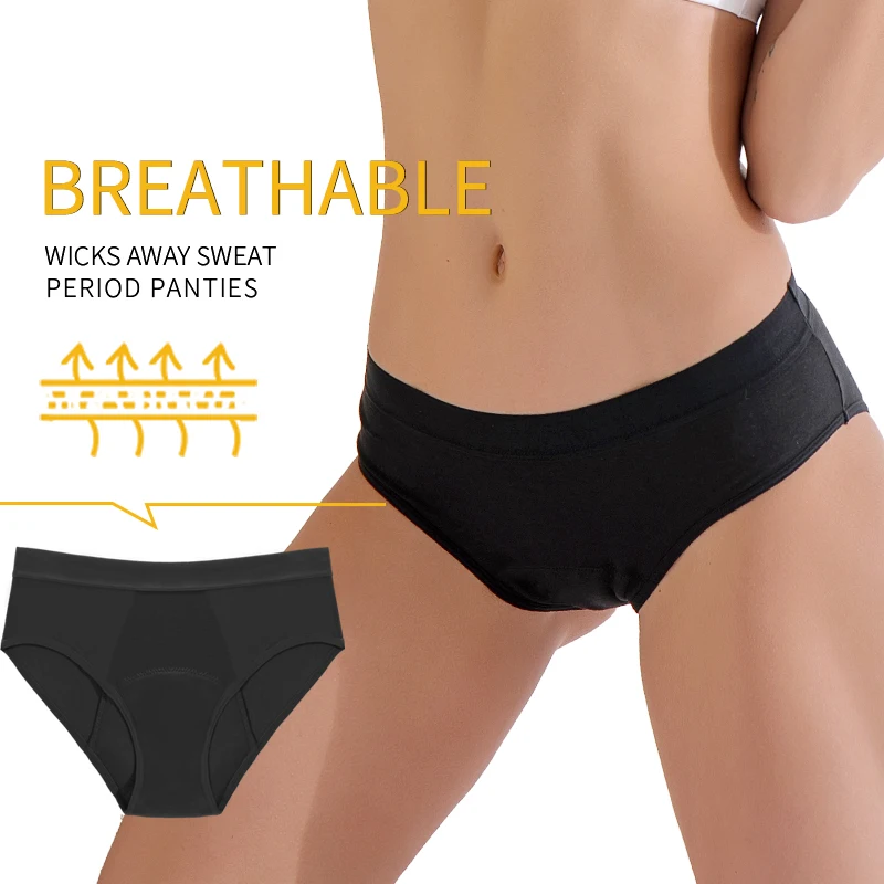 Menstrual Panties Woman Period Underwear Physiological Briefs 4-Layer Fast Absorption Leakproof Bamboo Fiber Period Panties 5