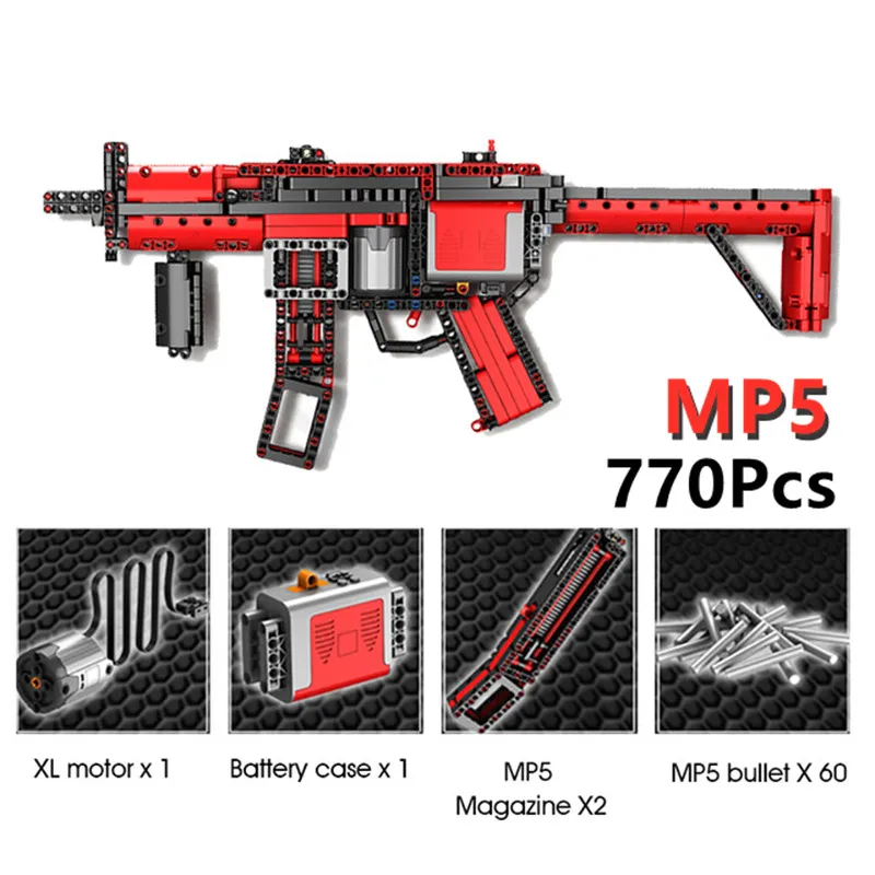 

Electric Building Blocks Machine Gun HK MP5 MLI Submachine Gun Technic Model Building Block Gun Bricks Toys for Boys Children