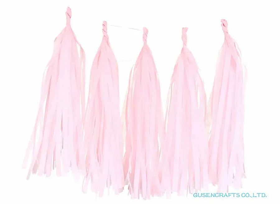 LS01. Light Pink 5 шт./лот смешанные DIY тканевая бумага кисточка Гирлянда для Свадьбы Дети Единорог День Рождения украшения детский душ сувениры Поставки - Цвет: LS01. Light Pink