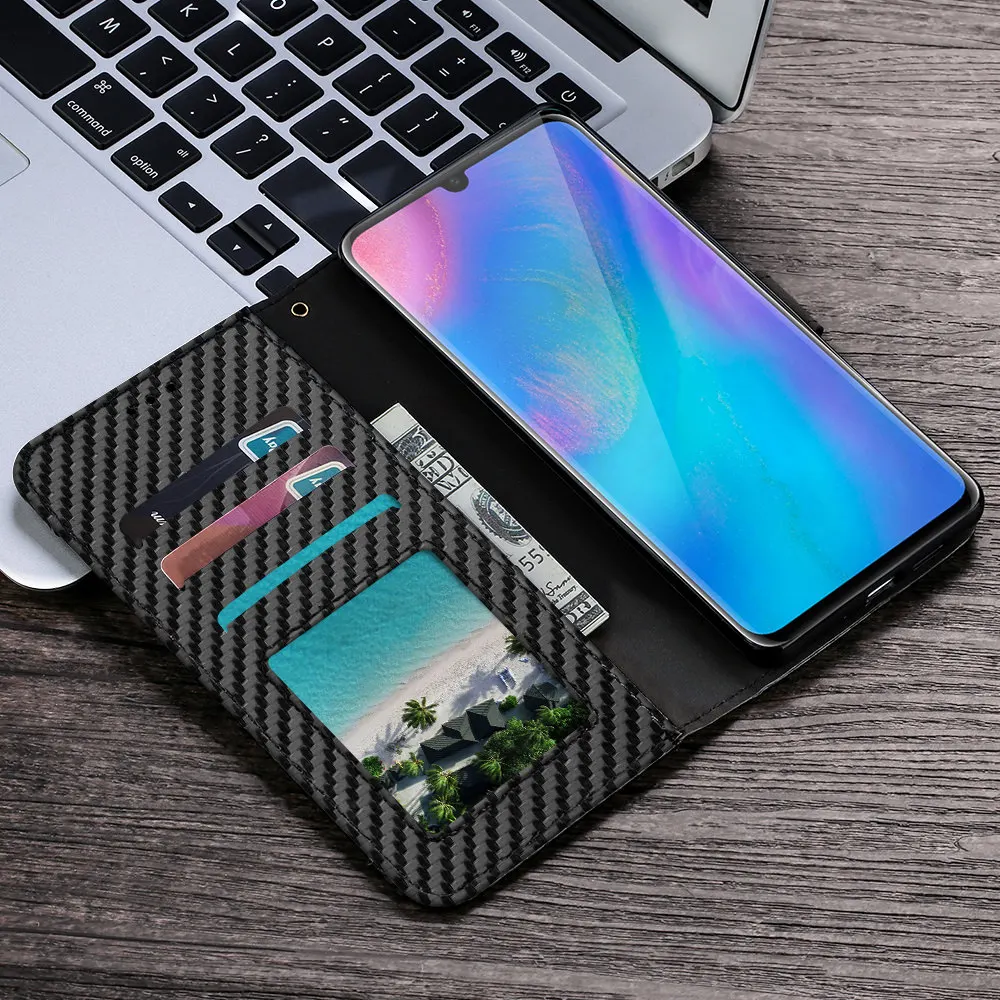 LAPOPNUT углеродный волоконный кошелек кожаный чехол для huawei P30 Pro роскошный флип-стенд держатель для карт чехол для телефона huawei P20 Pro Capa