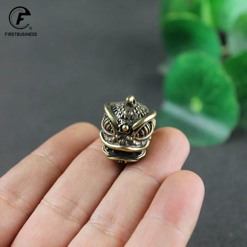 Copper Chinese Mythical Animal Lucky Lion Head Bell Key Chains