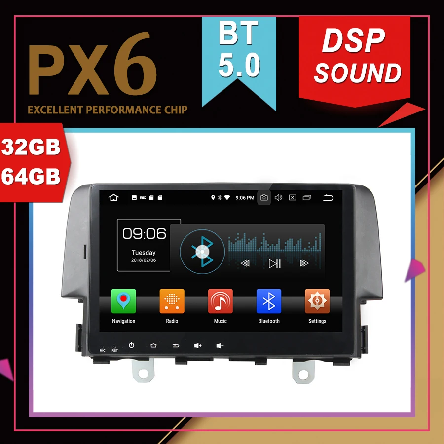 Автомобильный мультимедийный GPS-навигатор PX6 Android 9 0 для HONDA CRV CR-V 2012-2015 DSP |