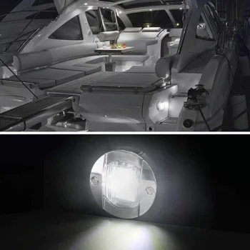 

2X Round 3" Marine Boat Stern Transom Lights White 6 LED Courtesy Cockpit Light 6-2835-SMD Boat LED Stern Lights