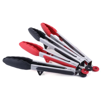 

Silicone Head Barbecue Tongs Kitchen Tongs Salad Cooking Food Grill Heat Resistant Food Grade Kitchen tools supplies FP8