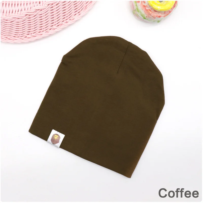 coffee Новые осенние детские шапки для маленьких мальчиков и девочек, уличная танцевальная хлопковая шапка в стиле хип-хоп, зимняя шапка-шарф, теплая однотонная детская шапка на весну - Цвет: coffee