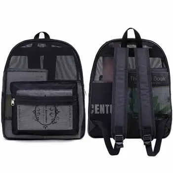 

Mesh Foldable Backpack See Through School Book Bag Beach Hike Travel Gym pack