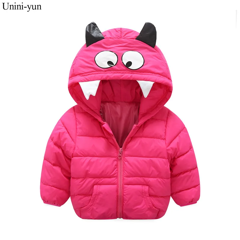 Новинка; куртка для маленьких девочек с рисунком; милое осенне-зимнее теплое пальто с героями мультфильмов; детская хлопковая модная плотная верхняя одежда с капюшоном - Цвет: bai-ya-meihong