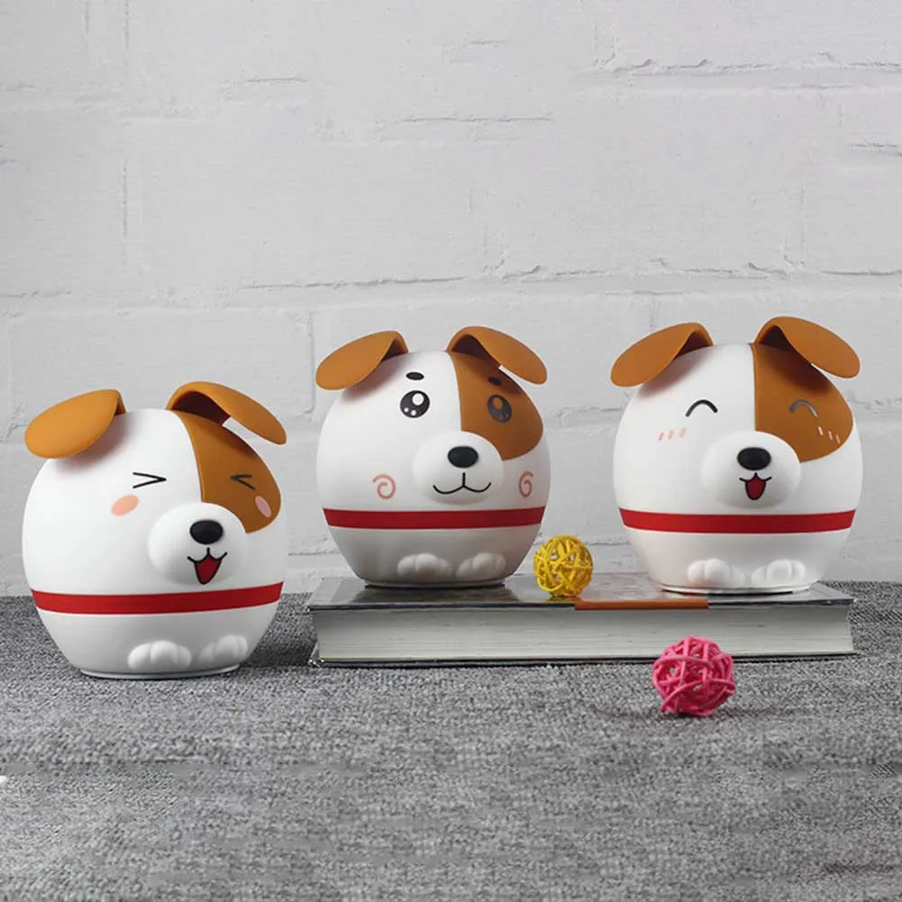 Gift USB Rechargeable Carton Soft Colorful LED Washable Silicone Patting Decorative Dog Shape Home Bedside Night Light Cute