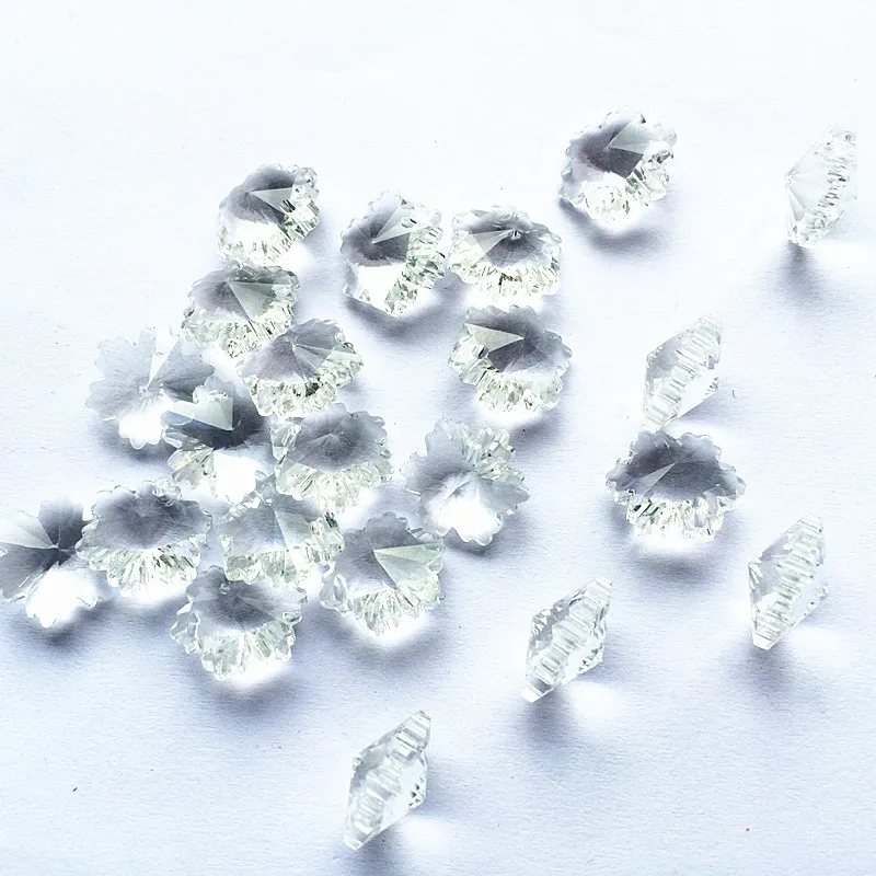 Top Quality Clear Color 300pcs K9 Crystal Snowflake Beads 1 hole For Chandeliers Parts Diy Jewelry Crystal Curtain Accessories