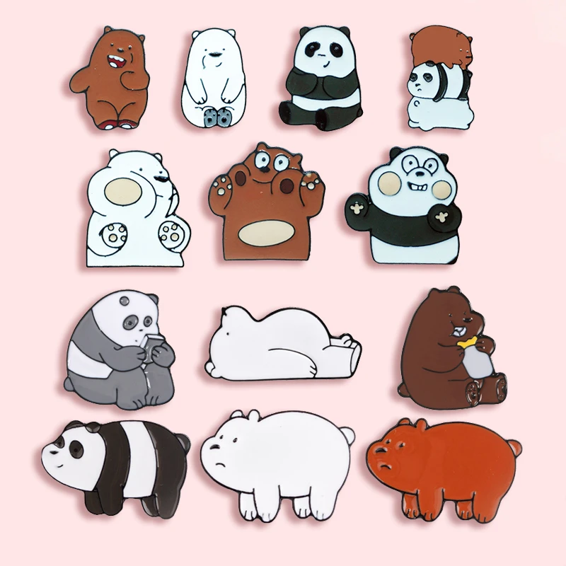 Cartoon Cute Panda Metal Enamel Brooch Funny Brown Bear Polar Bear Badge Pin Petite Trendy Children S Clothing Backpack Jewelry Brooches Aliexpress