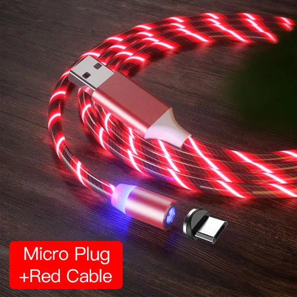 ACCEZZ Магнитный зарядный кабель для быстрой зарядки для iPhone 11X7 ipad Mini Micro usb type C магнитное зарядное устройство Mirco для телефона samsung - Цвет: Red x1  Micro x1
