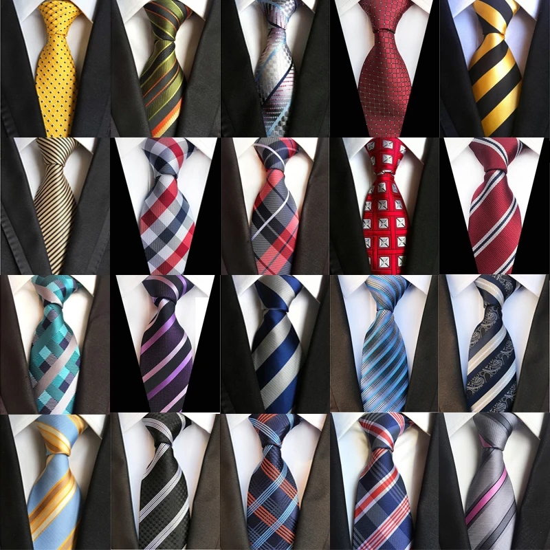 Classic Men's Neck Tie Silk Necktie Jacquard Woven Plaids Checks Striped Ties 