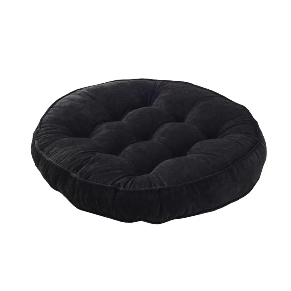 01 Black EHOMEBUY круглая Подушечка для стула, простая Подушка для домашнего стула, подушка для сидения, мягкий напольный коврик, сплошной цвет, футон, коврик, офисные подушки, 2 размера - Цвет: 01 Black