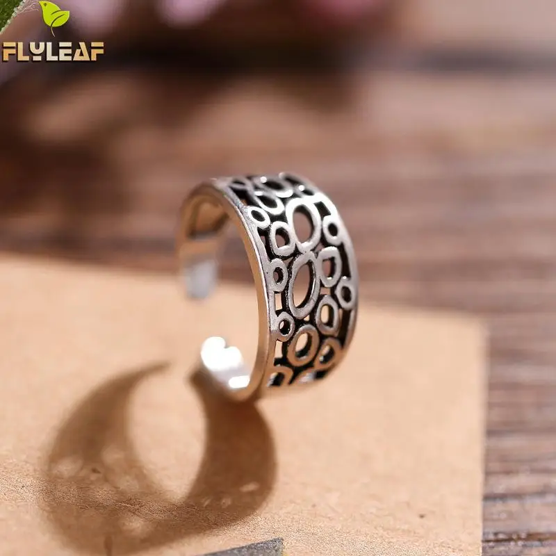 Flyleaf Irregular Hollow 925 Sterling Silver Rings For Women Femme Mothers Gifts Open Ring Vintage Jewelry Wholesale Lots Bulk