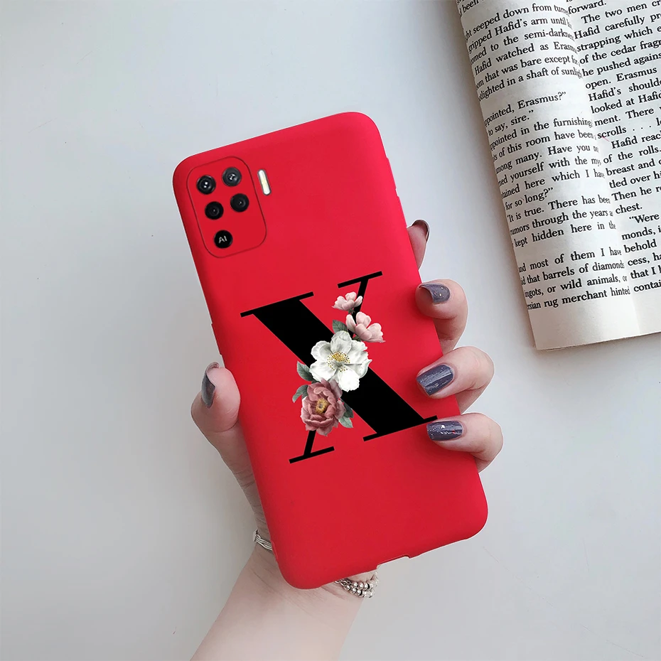 cases for oppo phones For Oppo Reno 5 Lite Case Letters Monogram ABC Flower Soft Silicone Back Cover For Oppo Reno5 Z Reno 5 F Z Lite 5F 5Z 5Lite Case oppo phone back cover Cases For OPPO