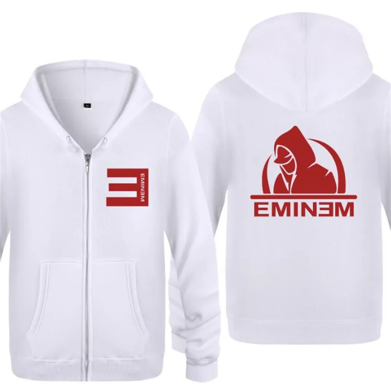 white hoodie 5 Мужские толстовки с капюшоном в стиле рок, Hardcore, Rap, Eminem, Printes, Мужская толстовка в стиле хип-хоп, флисовая куртка на молнии с длинным рукавом, пальто, Мужская толстовка, спортивный костюм - Цвет: white hoodie 5