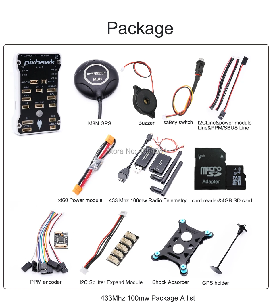 Módulo de Potência Controlador de Vôo + M8n Gps + 433 Xt60 + Suporte Gps + Ppm + I2c + 4g Pixhawk Bit - 915 Mhz Rádio Telemetria sd Px4 Pix 2.4.8 32 4 Pixhawk px4 pix 2.4.8 32 bit controlador