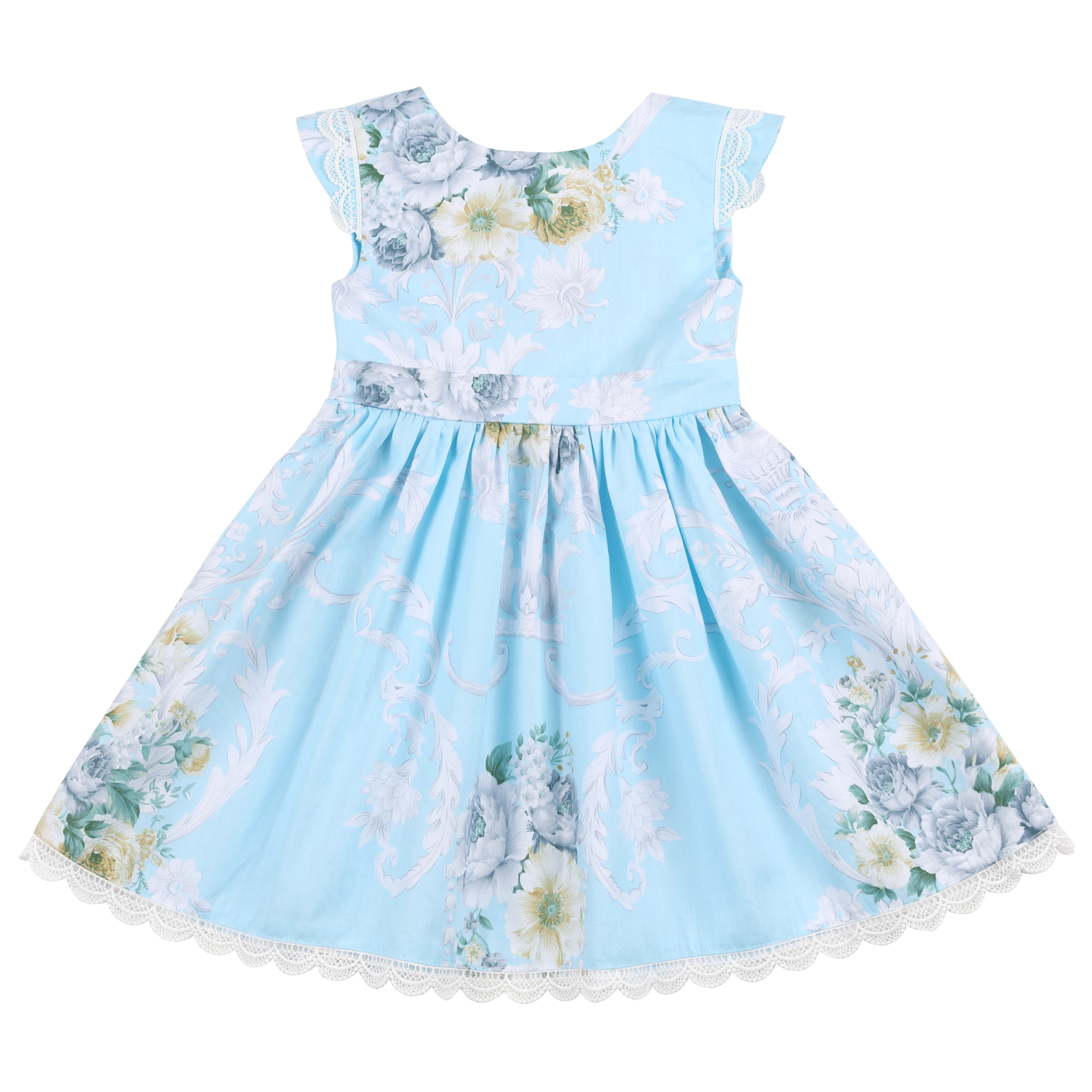 Flofallzique/винтажная хлопковая одежда с цветочным узором для девочек; платье принцессы на шнуровке с крестиком; одежда принцессы для маленьких детей; одежда для рождественской вечеринки