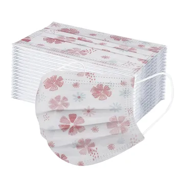 

40pcs Adults Print Facemasks Three Layer Protection Mask Breathable Non-woven Masks Ear Hook Disposable Masque Mascarillad