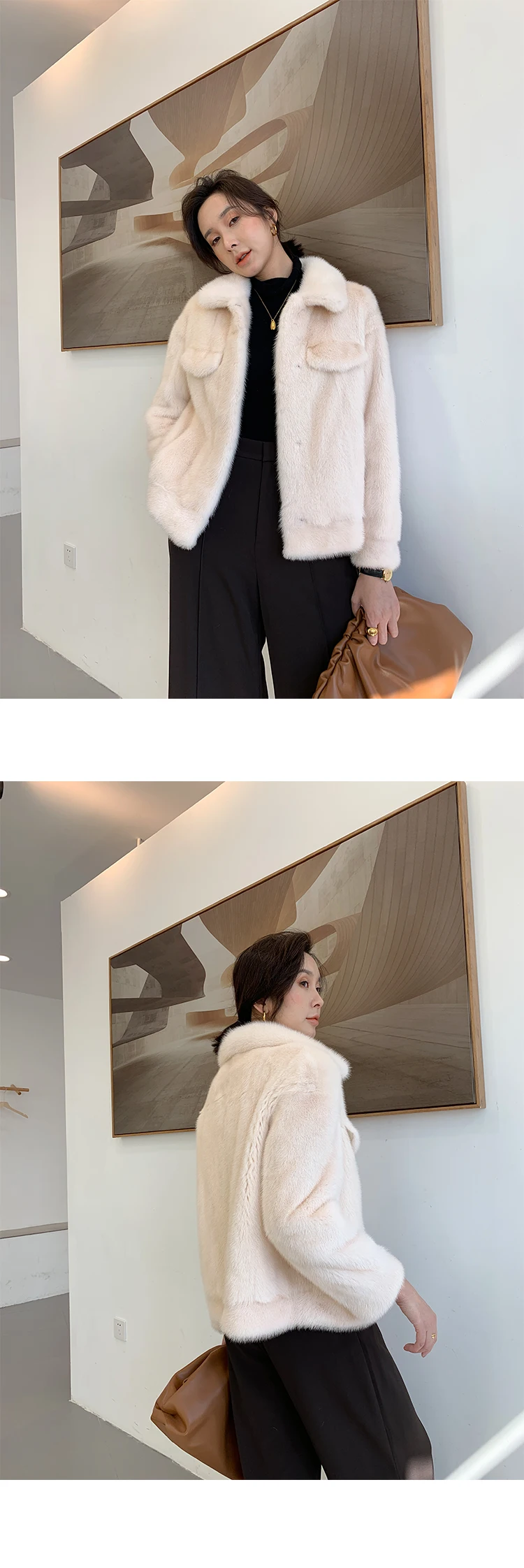 new short section of female mink fur coat fashion 1009