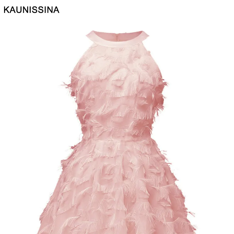 KAUNISSINA robe de изящные вечерние платья с бретелькой на шее без рукавов розовые красные трапециевидные короткие платья