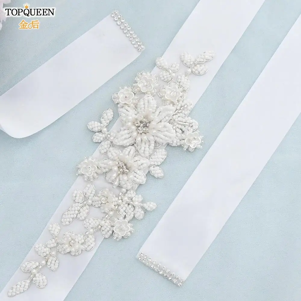 

TOPQUEEN S484 Pearl Bridal Belt for Wedding Gown Decorative Belts for Women Dresses Beaded Dresses Belt Female Belt Pearl Belts