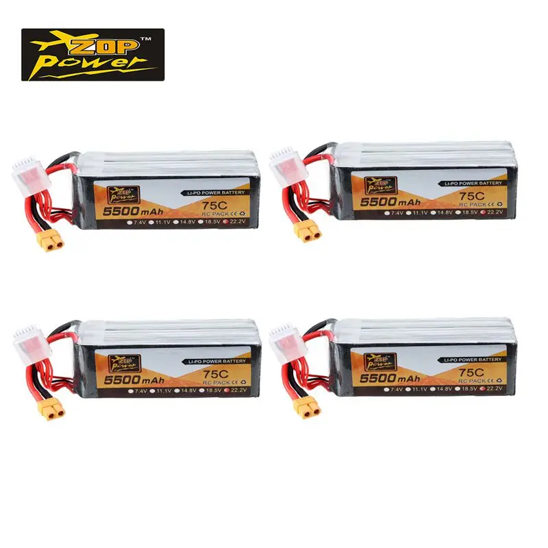 

Hot Sale 1/2/4 PCS ZOP-Power 14.8V 5500mAh 75C 4S Lipo Battery For RC Quadcopter Multicopter Multirotor DIY Accessories Parts