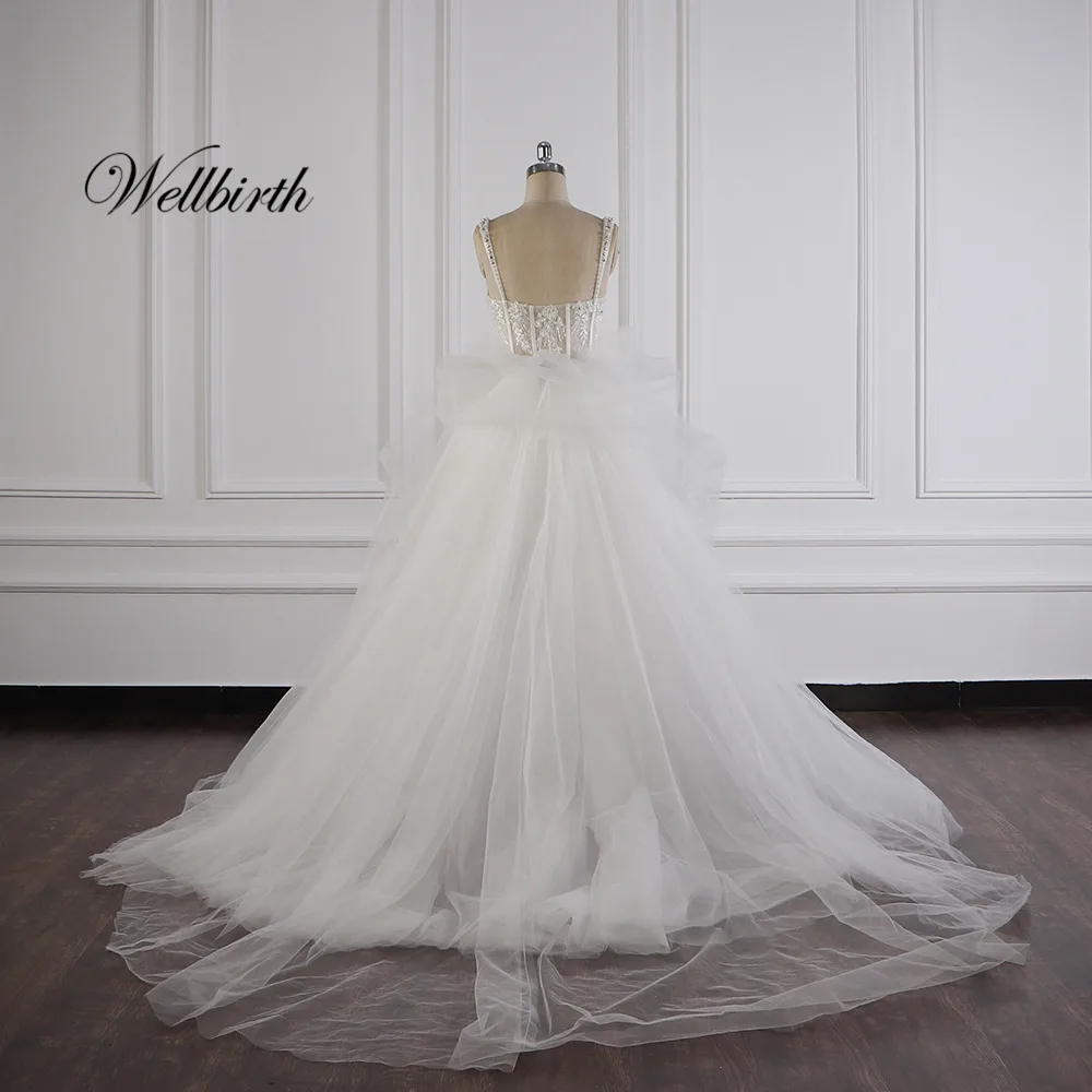 Реальное изображение Wellbirth Vestido de novia возлюбленный вырез спинки Линия свадебное платье с коротким рукавом свадебное платье JC079